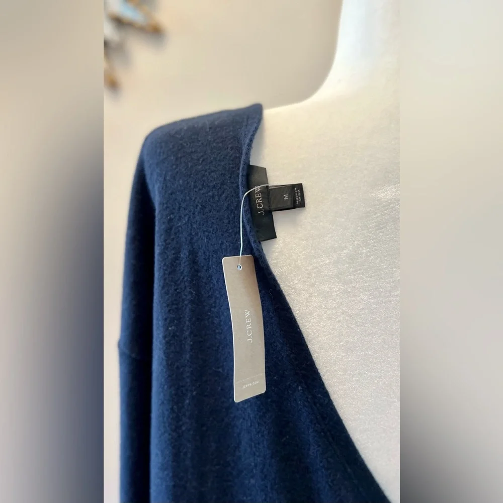NWOT J.Crew Navy Blue Reversible V-back long-sleeve tunic - Picture 7 of 12